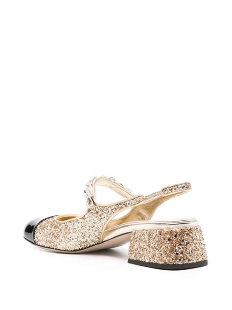 miu miu glitter slingback|Glitter slingback pumps Silver .